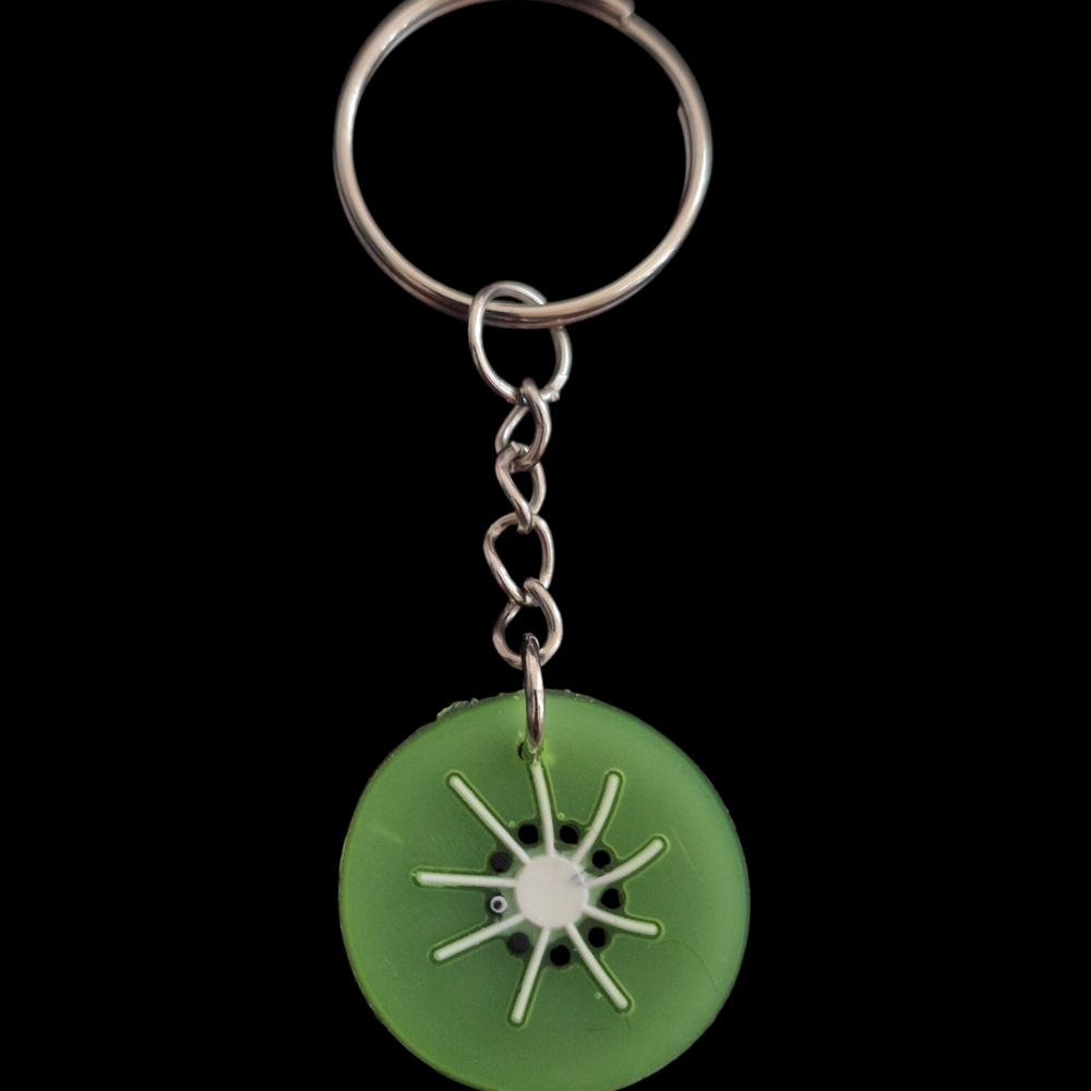 Green Kiwi Slice Keychain